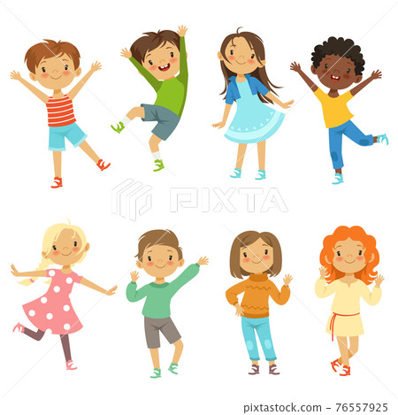 Childrens playing. funny characters isolate on white 76557925