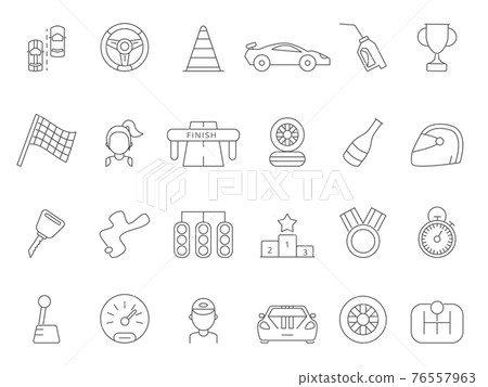 Linear icon set of formula 1 cars Linear icon set of formula 1 cars 76557963