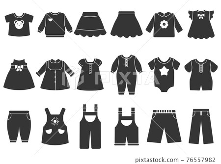 monochrome illustrations of children clothes 76557982