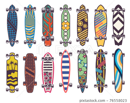 colored illustrations on skateboards colored illustrations on skateboards 76558023