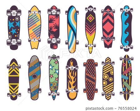 Various colored patterns on skateboards Various colored patterns on skateboards 76558024