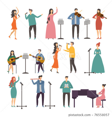 Concert and music groups. Vocal duets. Musician and singers performances 76558057