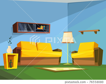 Living room interior in cartoon style 76558080