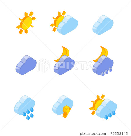Isometric illustrations of weather icons-插圖素材 [76558145] - PIXTA圖庫
