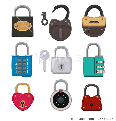 Different types of antique padlocks isolate on. Stock Illustration 76558297 PIXTA