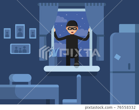Thief broken in through the window 76558332