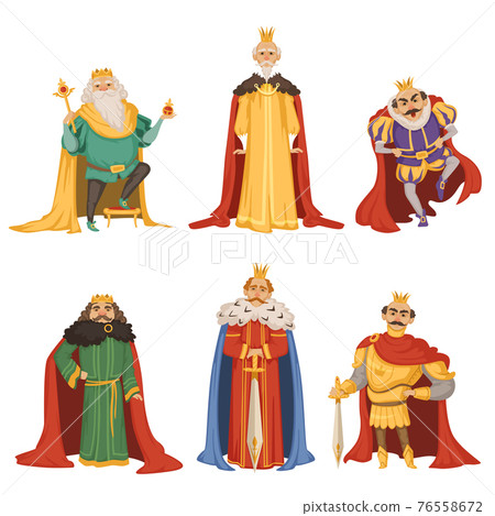 Cartoon characters of big king in different poses 76558672