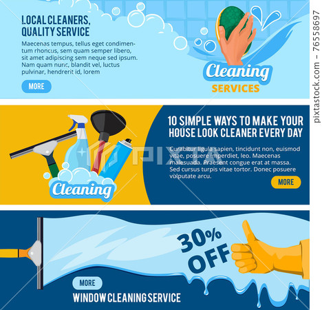 Banners set with concept illustrations of cleaning service theme 76558697