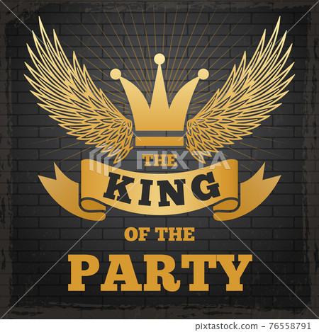 Luxury poster with golden illustrations of crown and wings Luxury poster with golden illustrations of crown and wings 76558791