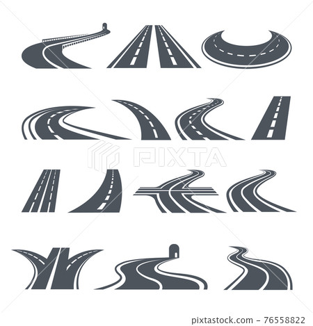 Stylized symbols of road and highway. Pictures for logo design 76558822