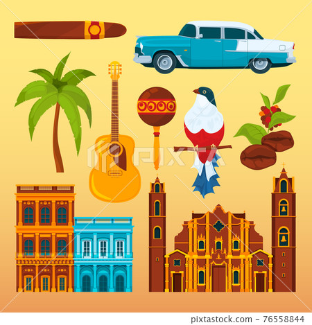 Havana cigar and others differents cultural objects and symbols of Cuba 76558844