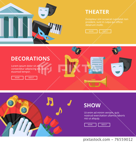 Performance or theatre illustrations. Horizontal banners Performance or theatre illustrations. Horizontal banners 76559012