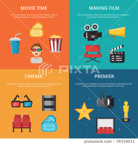 Concept pictures with symbols of tv show production. Movie making tools Concept pictures with symbols of tv show production. Movie making tools 76559031