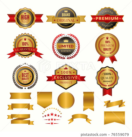 Collection of luxury gold badges and logos. labels set for yours personal design projects 76559079