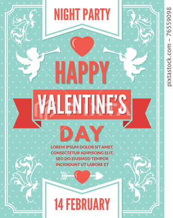 Poster template for valentines day. Background illustrations of love symbols Poster template for valentines day. Background illustrations of love symbols 76559098