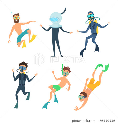 Cartoon illustrations of sea divers funny characters Cartoon illustrations of sea divers funny characters 76559536