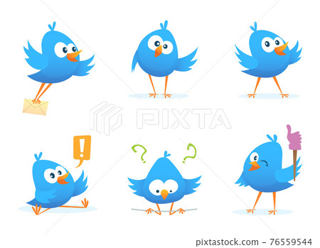 Flying blue birds in cartoon style Flying blue birds in cartoon style 76559544