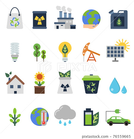 icons set on ecology theme. Green life elements icons set on ecology theme. Green life elements 76559665