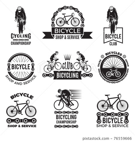 Labels set for bicycle club. Velo sport logos design Labels set for bicycle club. Velo sport logos design 76559666