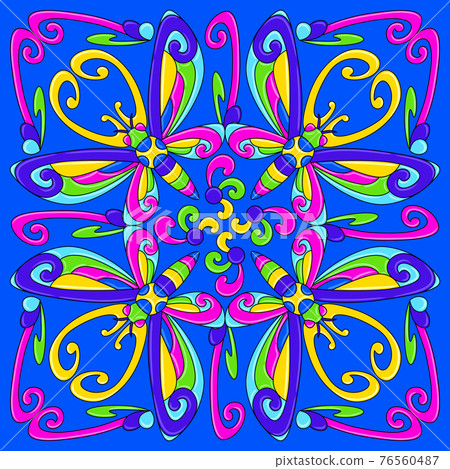 Mexican talavera ceramic tile pattern with stylized bugs and insects. Traditional decorative objects. Mexican talavera ceramic tile pattern with stylized bugs and insects. Traditional decorative objects. 76560487