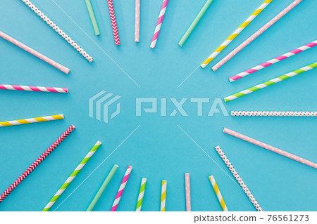 Multicolored party drinking straws arrenged into a circle Multicolored party drinking straws arrenged into a circle 76561273