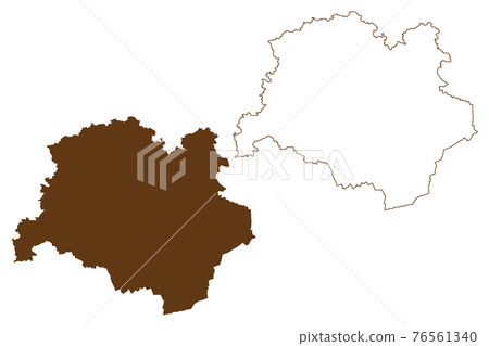Dachau district (Federal Republic of Germany, rural district Upper Bavaria, Free State of Bavaria) map vector illustration, scribble sketch Dachau map 76561340