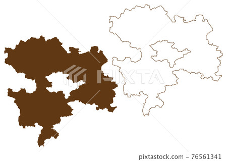 Coburg district (Federal Republic of Germany, rural district Upper Franconia, Free State of Bavaria) map vector illustration, scribble sketch Coburg map 76561341