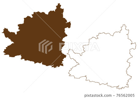 Tubingen district (Federal Republic of Germany, rural district, Baden-Wurttemberg State) map vector illustration, scribble sketch Tubingen map 76562005