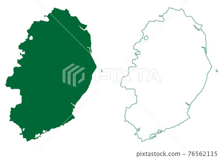 Bhavnagar district (Gujarat State, Republic of India) map vector illustration, scribble sketch Gohilwar map 76562115