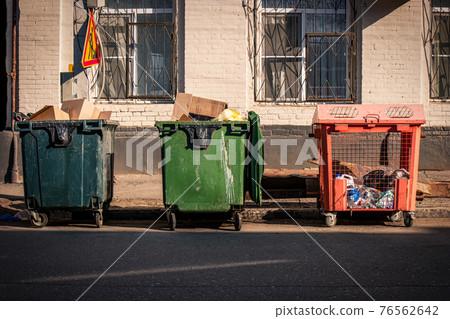 Dustbins full of trash. Selective trash collection in Russia became more wide spread 76562642