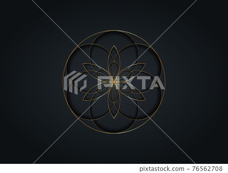 Flower of Life symbol Sacred Geometry. Gold luxury Logo icon round line art geometric mystic mandala of alchemy esoteric Seed of life. Vector divine meditative amulet isolated on black background Flower of Life symbol Sacred Geometry. Gold luxury Logo icon round line art geometric mystic mandala of alchemy esoteric Seed of life. Vector divine meditative amulet isolated on black background 76562708