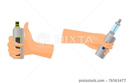 Hand with Electronic Cigarette Simulating Tobacco Smoking Vector Set Hand with Electronic Cigarette Simulating Tobacco Smoking Vector Set 76563477