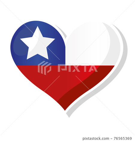Flag of Chile in heart shaped 76565369