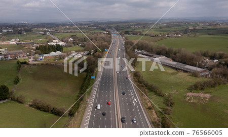 Aerial view of the M62 going towards Leeds, West Yorkshire, UK Aerial view of the M62 going towards Leeds, West Yorkshire, UK 76566005