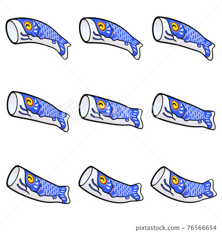兒童節鯉魚旗插畫素材(5)線描風格藍剪收藏9件套 兒童節鯉魚旗插畫素材(5)線描風格藍剪收藏9件套 76566654