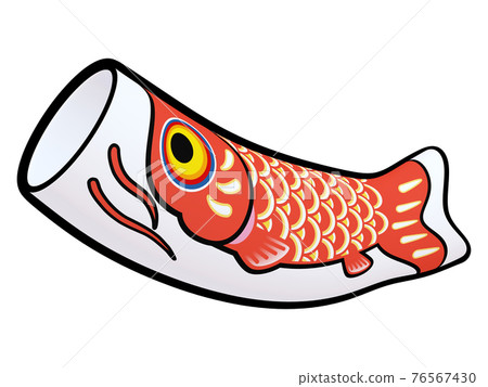 兒童節鯉魚旗插畫素材（5）線描風格紅黃色（5） 76567430