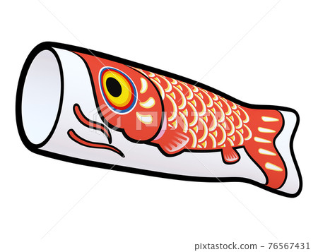 兒童節鯉魚旗插畫素材(5)線描風格紅黃色(1) 兒童節鯉魚旗插畫素材(5)線描風格紅黃色(1) 76567431