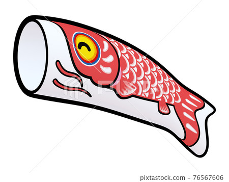 Illustration material for Children's Day Carp streamer (5) Line drawing style red (2) 76567606