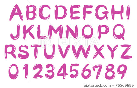 Pink plump handwritten uppercase alphabet set Pink plump handwritten uppercase alphabet set 76569699