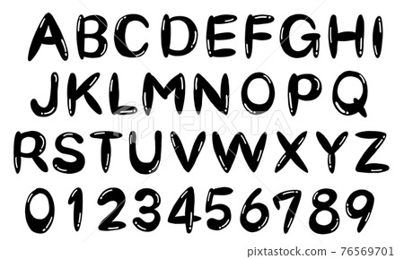 黑色豐滿手寫大寫字母集 76569701