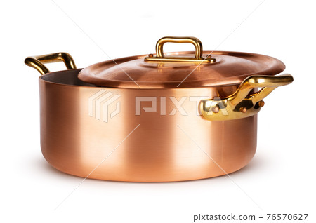Copper cookware set isolated on white background 76570627