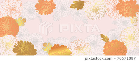 Luxury gold floral wallpaper design with chrysanthemum flowers Luxury gold floral wallpaper design with chrysanthemum flowers 76571097