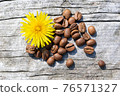 Dandelions and coffee beans 76571327