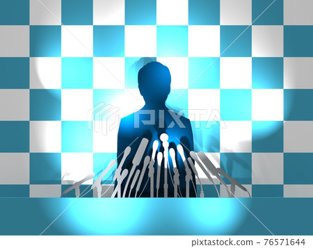 新聞發布會：拍攝閃光的男性剪影的 CG 插圖 76571644