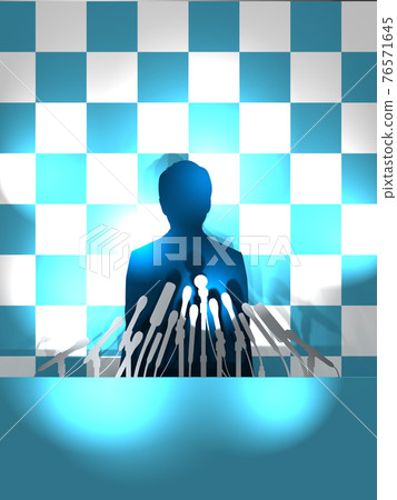 新聞發布會：男性剪影的垂直 CG 插圖 76571645