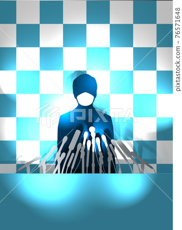 新聞發布會男性剪影沐浴在閃光面具垂直 Cg 插圖 76571648