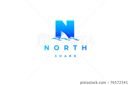 Shark Logo initial N Design Vector Template 76572541