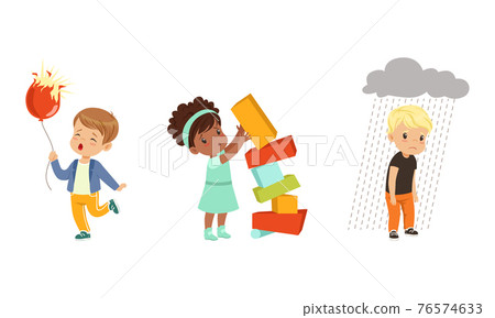 Frustrated Kids Experiencing Their Failures and Mistakes Vector Set Frustrated Kids Experiencing Their Failures and Mistakes Vector Set 76574633