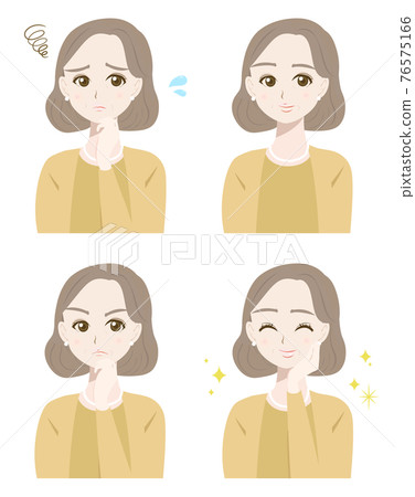 Elegant senior woman facial expression set Elegant senior woman facial expression set 76575166