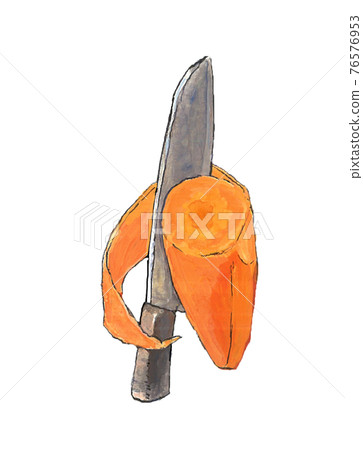 Peel carrots with a kitchen knife Peel carrots with a kitchen knife 76576953